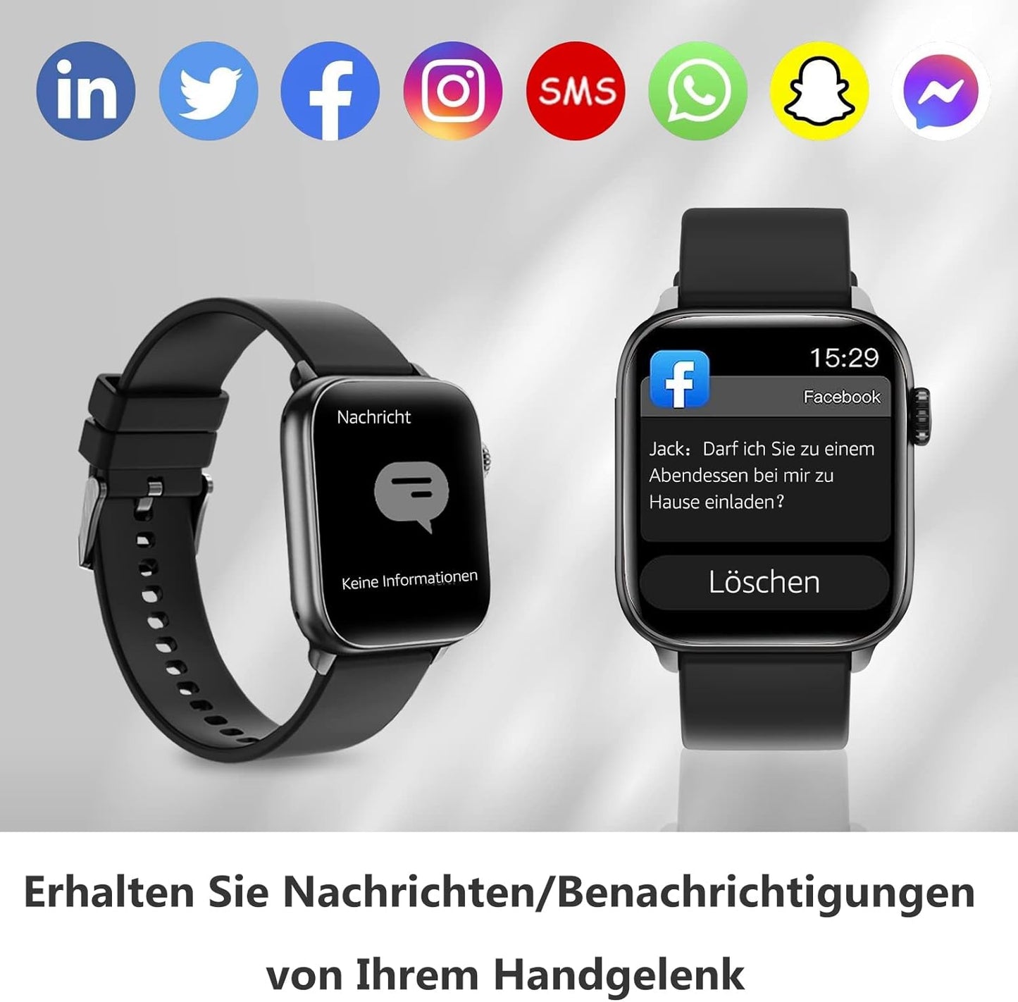 BingoFit Smartwatch Damen Herren, Smart Watch mit Telefonfunktion, 1.83" HD Touchscreen Fitness Tracker, Fitnessuhr mit Herzfrequenz/Schlafmonitor/SpO2, 113 Sportmodi Schrittzähler Uhr für Android iOS