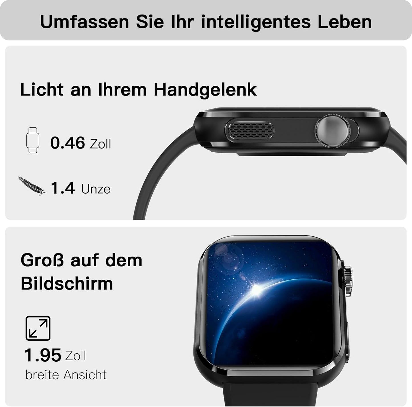 BingoFit Fitness Tracker, Smartwatch Fitnessuhr mit Telefonfunktion Pulsuhr Schlafüberwachung Blutdruck Blutsauerstoff,1,95'' HD-Farbdisplay Schrittzähler Uhr, 20+Sportmodi Smartwatch für Damen Herren