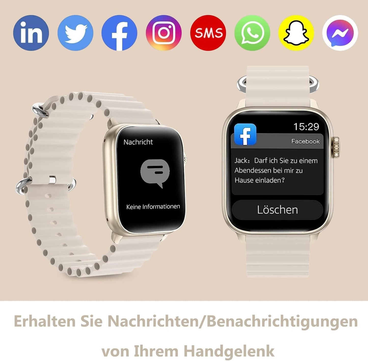 BingoFit Smartwatch Damen Herren, Smart Watch mit Telefonfunktion, 1.83" HD Touchscreen Fitness Tracker, Fitnessuhr mit Herzfrequenz/Schlafmonitor/SpO2, 113 Sportmodi Schrittzähler Uhr für Android iOS