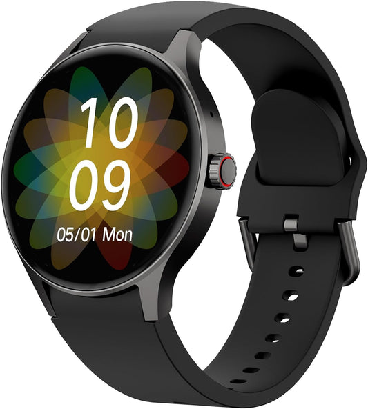 BingoFit Smartwatch Damen Herren mit Telefonfunktion,1,43'' AMOLED Touchscreen Fitnessuhr, Fitness Tracker mit Pulsuhr Schlafüberwachung Blutdruck SpO2, 50+Sportmodi Schrittzähler Uhr für Damen Herren