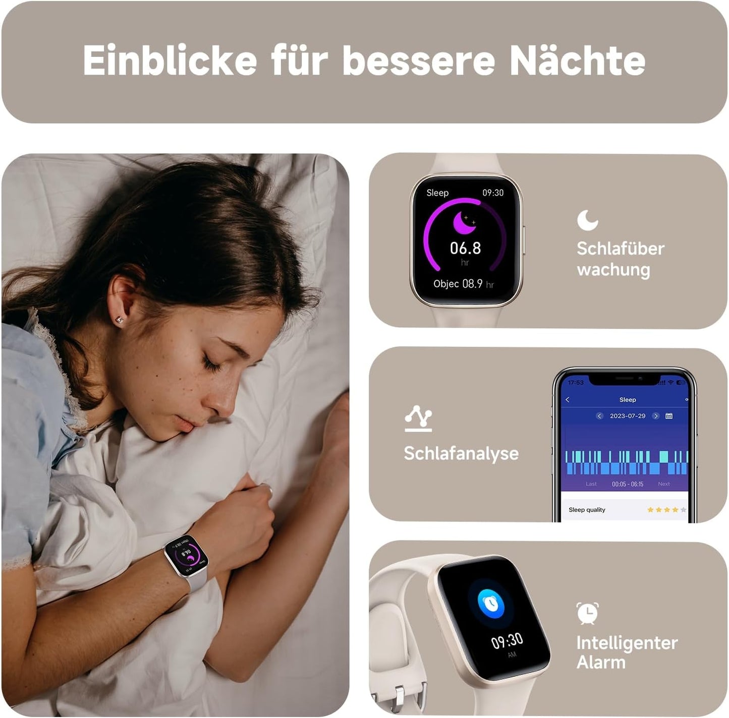 BingoFit Fitness Tracker, Smartwatch mit Telefonfunktion, Fitness Armband Uhr mit Pulsuhr Schrittzähler Uhr Schlafüberwachung Blutsauerstoff,1,83'' Touchscreen 20 Sportmodi Smartwatch für Damen Herren