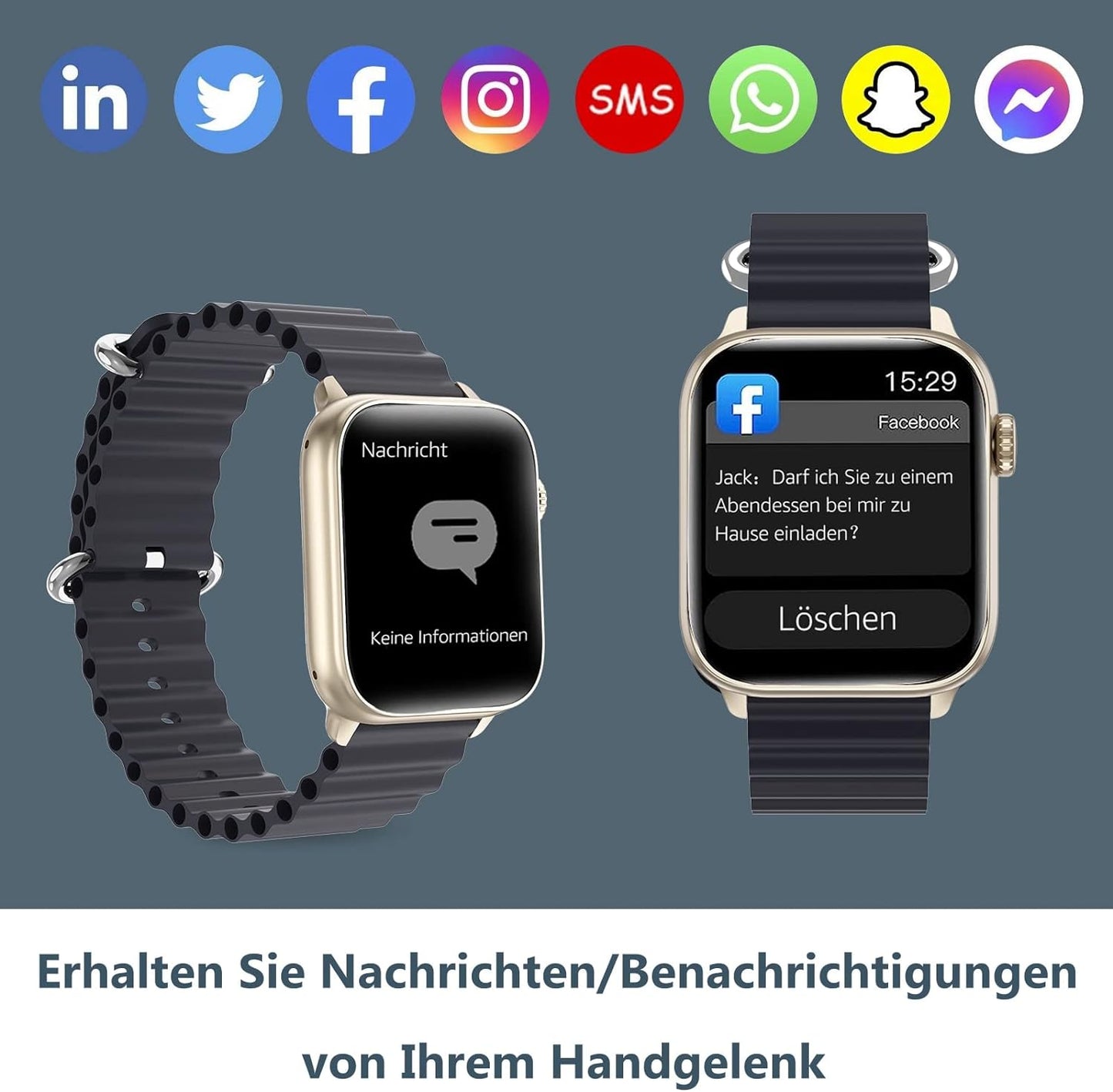 BingoFit Smartwatch Damen Herren, Smart Watch mit Telefonfunktion, 1.83" HD Touchscreen Fitness Tracker, Fitnessuhr mit Herzfrequenz/Schlafmonitor/SpO2, 113 Sportmodi Schrittzähler Uhr für Android iOS