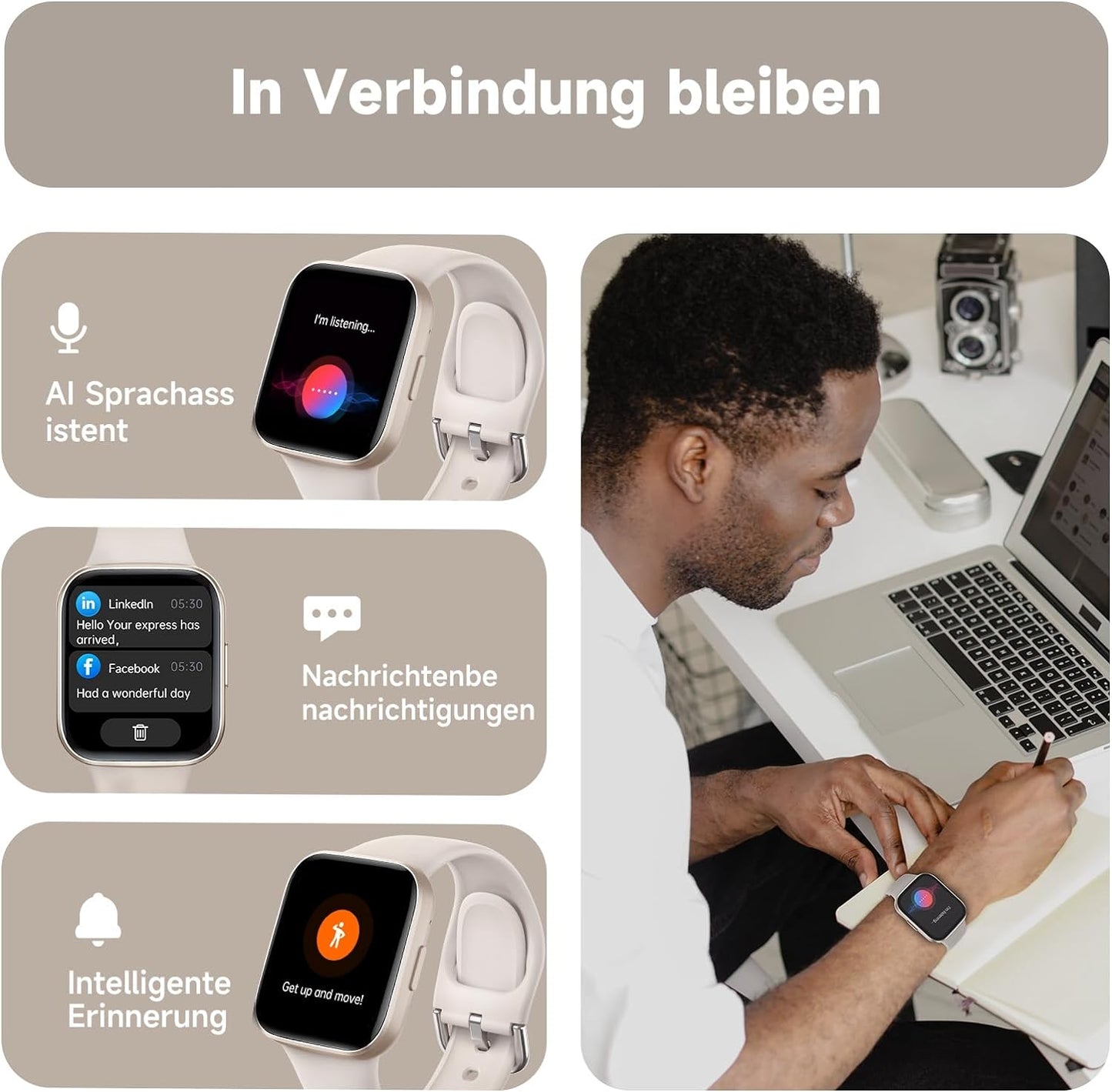BingoFit Fitness Tracker, Smartwatch mit Telefonfunktion, Fitness Armband Uhr mit Pulsuhr Schrittzähler Uhr Schlafüberwachung Blutsauerstoff,1,83'' Touchscreen 20 Sportmodi Smartwatch für Damen Herren