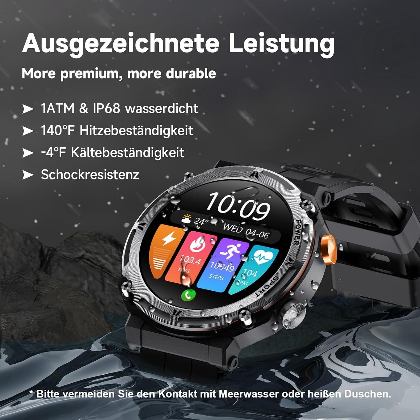 BingoFit Smartwatch Herren mit Telefonfunktion, 1,39 Zoll HD Touchscreen Fitness Tracker, Fitnessuhr mit Schrittzähler Uhr Pulsuhr Schlafüberwachung Blutdruck SpO2, 100+Sportmodi Smartwatch für Herren