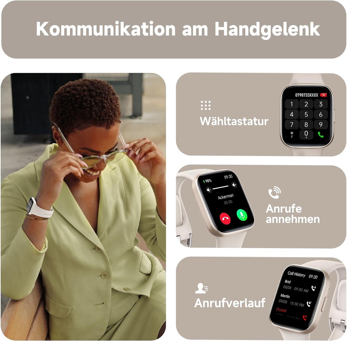 BingoFit Fitness Tracker, Smartwatch mit Telefonfunktion, Fitness Armband Uhr mit Pulsuhr Schrittzähler Uhr Schlafüberwachung Blutsauerstoff,1,83'' Touchscreen 20 Sportmodi Smartwatch für Damen Herren