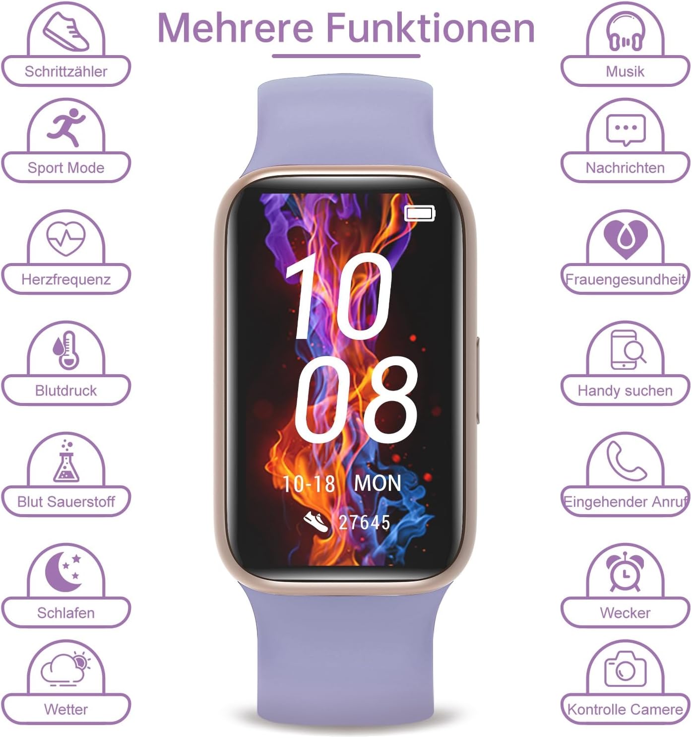 BingoFit Fitness Tracker, Fitness Armband Uhr mit Schrittzähler Uhr Pulsuhr Schlafüberwachung Blutdruck Blutsauerstoff SpO2, 1,47" HD-Farbdisplay 25 Sportmodi Smartwatch für Damen Herren