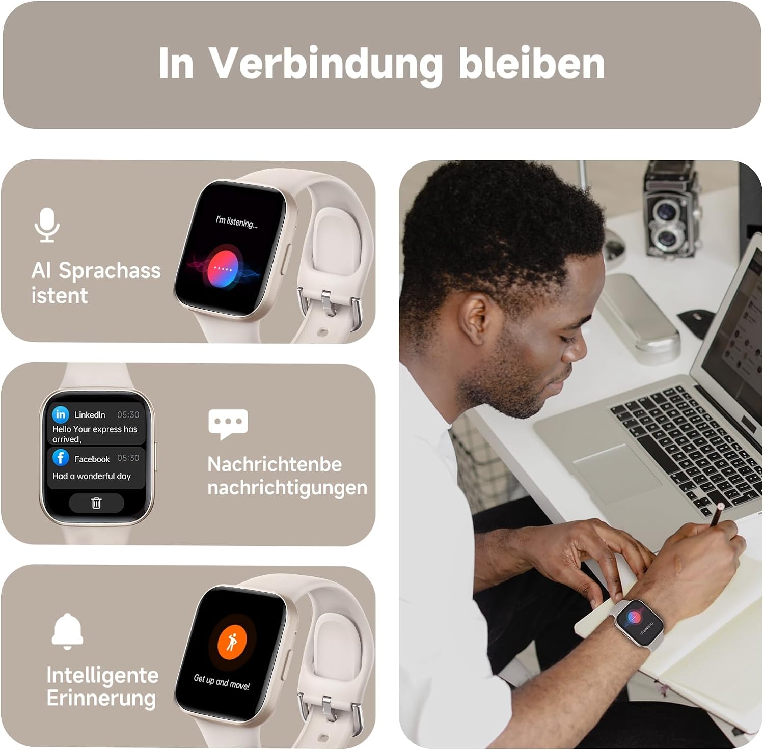 BingoFit Fitness Tracker Smartwatch mit Telefonfunktion Fitness Armb